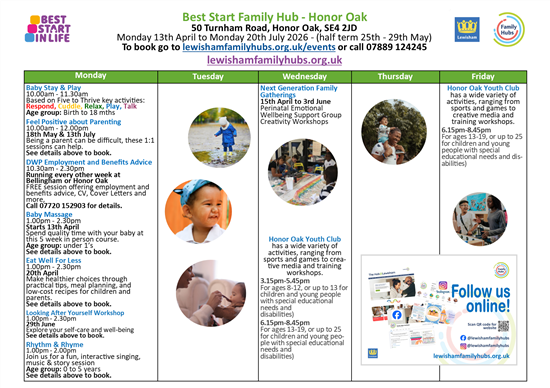 Honor Oak Spring 2026 Timetable