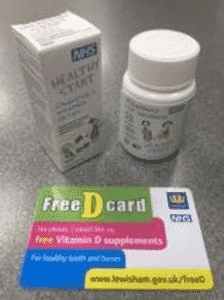 image of bottle of Vitamin D and Free D Card